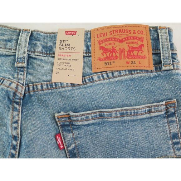 Levi's 511 Men’s Sz 31 Light Blue Denim Slim Stretch Cut Off Style Shorts - Picture 4 of 8